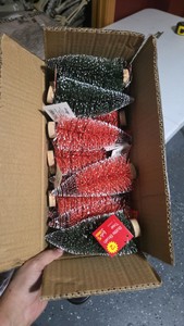 Box of Bottle Brush Christmas Trees