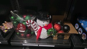 Lot of Christmas Bulbs and Tinsel Snowman