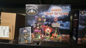 Halloween Animated Spooky Toy Factory with Scarecrow Figurine