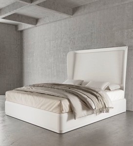 Casa Ispirata Upholstered King Bed in Lino Bianco - MSRP $5,010