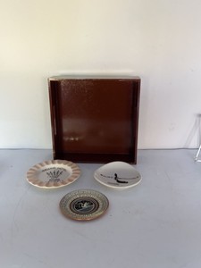 Vintage Venezia Hotel Advertising Ashtrays Copper Dish & MCM Tray Lot