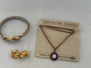 Lot of Assorted Gold filled  gold Plated Jewelry Watch Tie Bar Brooch Vintage