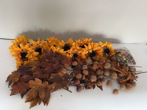 Assorted Fall Harvest Decor Sunflowers Acorns Leaves Glitter Picks