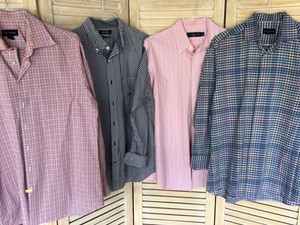 Scott Barber Ralph Lauren Nautica Mens Dress Shirt Lot Plaid Stripe