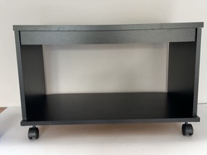 Black Rolling Media Cart TV Stand Printer Shelf 26.5 x 16 x 17