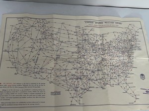 1955 AAA United States Mileage Chart Moorehead Auto Club Road Map