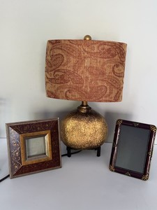 Asian Style Table Lamp & Decorative Picture Frame Home Decor Lot