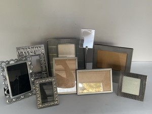 Large Lot Silver Tone Picture Frame Collection Home Decor