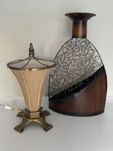 Decorative Table Lamp and Metal Wire Vase Sculpture Home Decor Set