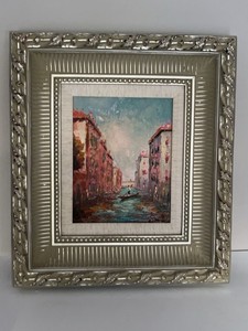 Fancy Framed Venetian Canal Scene Original Oil Painting on Canvas Decorative Wall Art