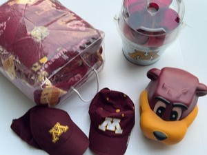 Minnesota Golden Gophers Fan Lot Blanket Caps Party Tub Mascot Head
