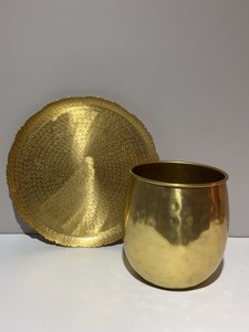 Threshold Gold Hammered Planter & Decorative Charger Set