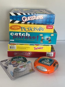 Lot of Family Board Games Hasbro Pictionary Twister Guess Who Boggle