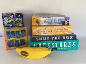Board Game Lot Bananagrams Guesstures Family Feud Mad Gab & More