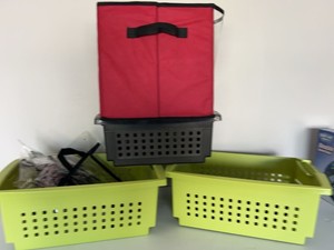 5-Piece Storage Basket & Tote Organizer Set Plastic Fabric Vinyl