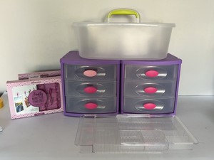 Lot of Assorted Plastic Storage Organizers w Merkury Clip Lights