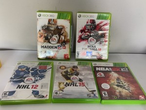 Xbox 360 Sports Video Game Bundle NCAA Football 12 Madden NHL NBA 2K12