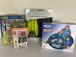 NEW Lot of Assorted Winter Gear & Puzzles Snow Tube Ice Scraper