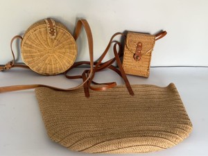 Lot of Woven Straw Handbags  Including Anthropologie, Threshold & Gap