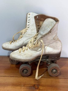 Vintage Chicago Co. Professional Roller Skates White Leather Quad w Viscount II Wheels Size 7