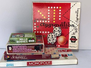 Vintage Board Game Lot Aggravation Monopoly Scrabble Yahtzee