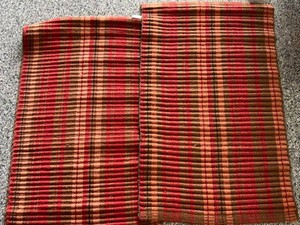 Pair of Woven Jute Cotton Plaid Accent Rugs 21x34 Made in India