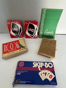 Vintage Card Game Lot Rook Uno Skip-Bo Canasta Score Pad Card Set Complete sets