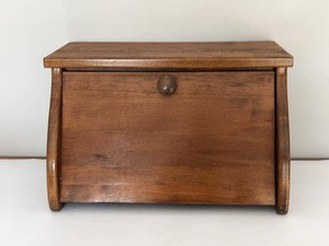Vintage CORNWALL USA Wooden Bread Box Drop Front Countertop Kitchen Storage