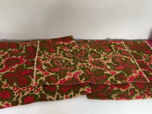 Vintage 60s Textured Funky Floral Upholstery Pillow covers & Scrap Remnant