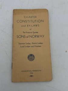 1948 Sons of Norway Charter Constitution and By-Laws Booklet