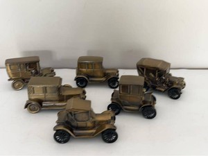 Farmers & Mechanics Vintage Die Cast Antique Car Coin Banks Set of 6 Bronze Tone