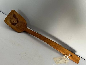 Hand Carved Wooden Spoon Spatula Primitive Folk Art Kitchen Utensil 90 years old Norwegian