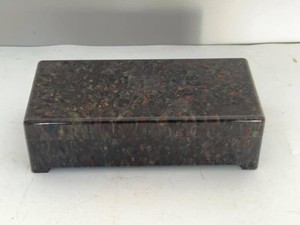 Vintage Lucite Trinket Box Confetti Acrylic Monogram T Lid