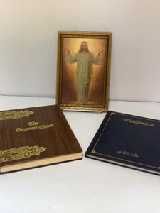 Christian Religious Books & Framed Jesus Print Decor Lot