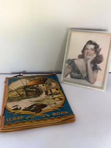 Vintage Hollywood Celebrity Scrapbook & Framed Rita Hayworth Portrait