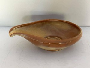 Frankoma Pottery Freeform Centerpiece Console Serving Bowl Dessert Gold