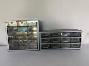 Small Parts Organizer Drawer Cabinets Pair Plastic Bin Hardware Storage
