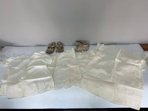 Vintage Doll Clothing & Shoes Lot White Dresses Leather Shoes Owl Pin