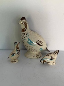 Vntg Red Wing Pottery Bob White Quail Appetizer Server W Salt & Pepper Shakers