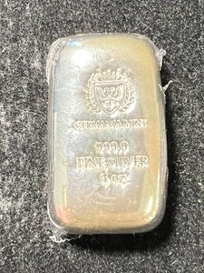 1 TROY OZ .999 FINE SILVER GERMANIA MINT BAR