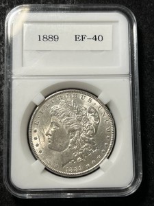 1889 US MORGAN SILVER DOLLAR SLABBED EF40