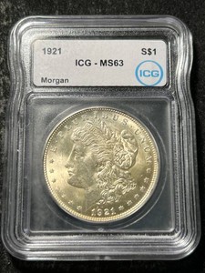 1921 US MORGAN SILVER DOLLAR ICG MS63