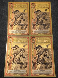 4 OKLAHOMA GOLD BACKS 12000TH TROY OZ 24K GOLD EACH
