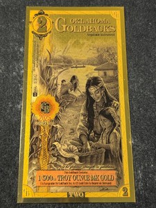 OKLAHOMA GOLD BACK 1500TH TROY OZ 24K GOLD