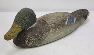 Vintage Hand-Carved Wooden Mallard Drake Working Duck Decoy