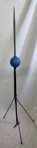 Antique Lightning Rod with Blue Glass Ball & Tripod Stand