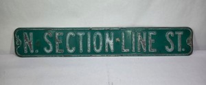Vintage Embossed Metal N. Section Line St. Street Sign