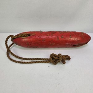 Vintage Wooden Fishing Net Float  Maritime Buoy with Rope
