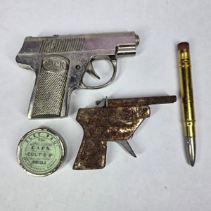 Vintage Miniature Cap Pistols, Eley Bros Colts Pistol Caps Tin & Advertising Bullet Pencil