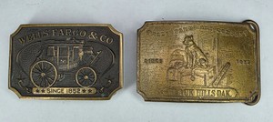 Vintage Wells Fargo & Co. and Black Hills Dak Belt Buckles